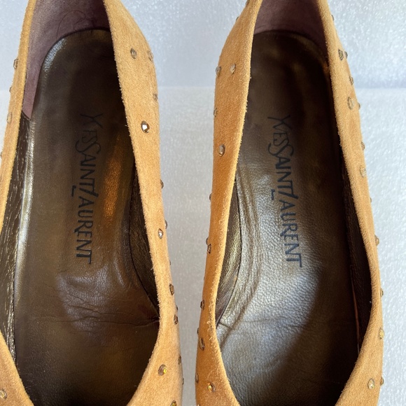 Yves Saint Laurent Ballet Flat Tan Suede / Rhinestone Size US 6M - Picture 10 of 13